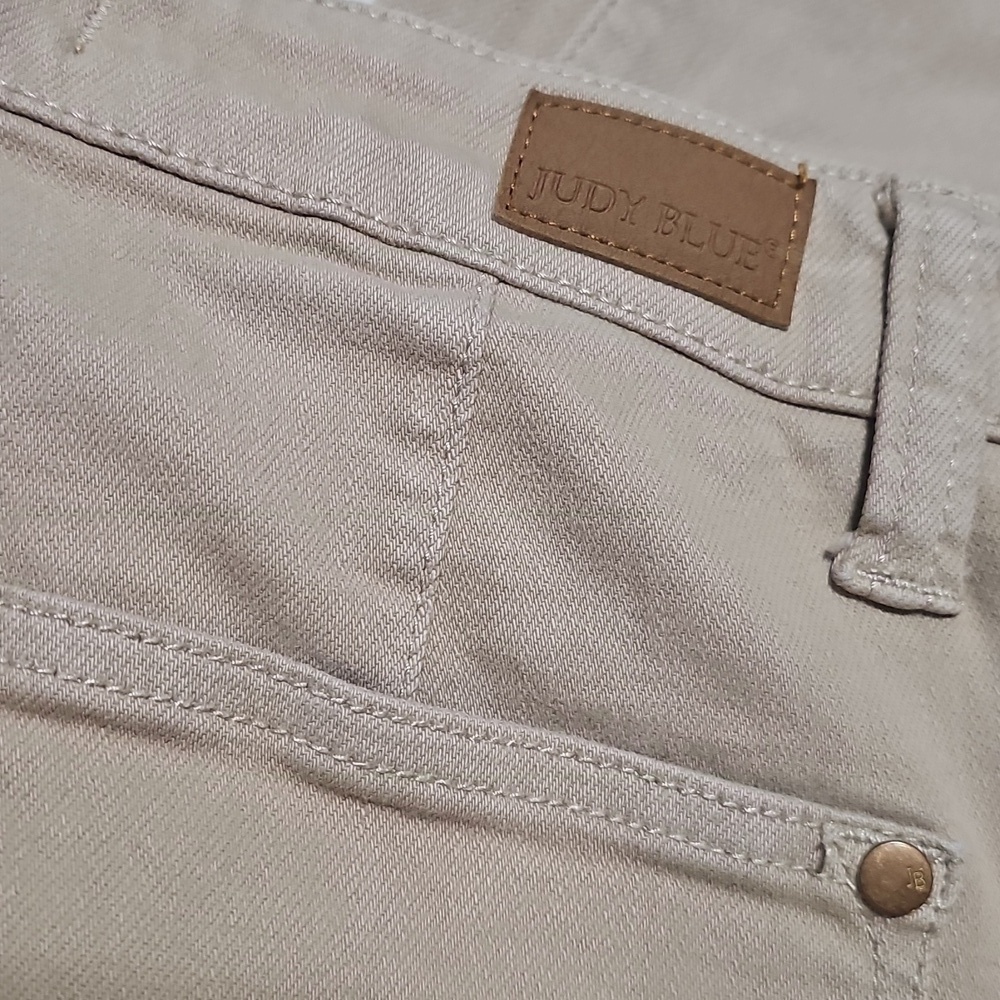 Judy Blue Beige Wide-Leg High Waist Raw Hem Pants Garment Dyed Size 9/29 - Picture 5 of 6